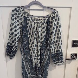 Joie Navy and White Paisley Blouse